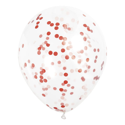 Confetti Ballonnen Rood 40cm 6st van Unique koop je bij Partywinkel