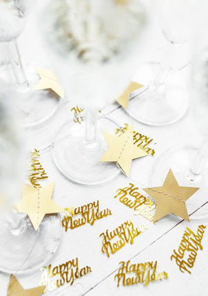 Confetti Happy New Year Goud 4cm van Partydeco koop je bij Partywinkel
