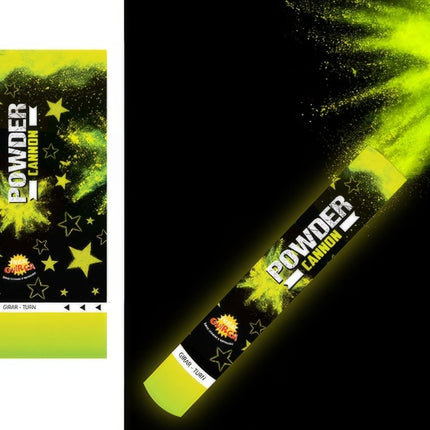 Confetti Kanon Geel Poeder 30cm van Fiestas Guirca koop je bij Partywinkel