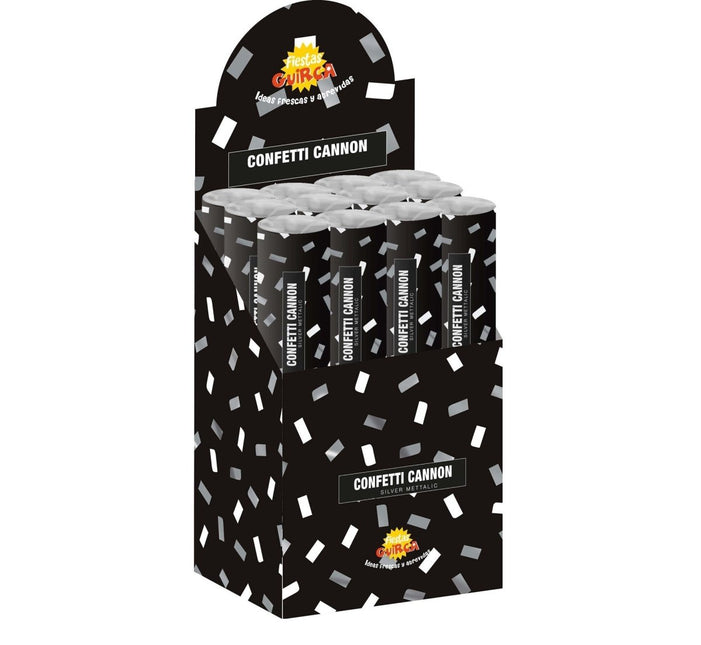 Confetti Kanon Zilver Metallic 50cm van Fiestas Guirca koop je bij Partywinkel