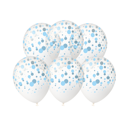 Niebieskie balony w kropki, 30 cm, 6 szt
