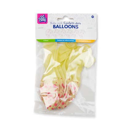 Jasnoróżowe balony w kropki, 30 cm, 6 szt