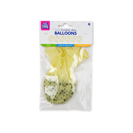 Złote balony w kropki, 30 cm, 6 szt