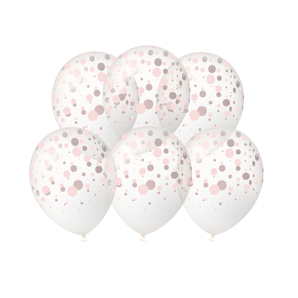 Różowe balony w kropki, 30 cm, 6 szt