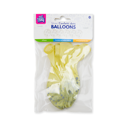 Srebrne balony w kropki, 30 cm, 6 szt