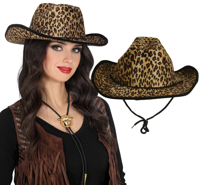 Cowboy Hoed Bruin Beige Luipaard van Fiestas Guirca koop je bij Partywinkel