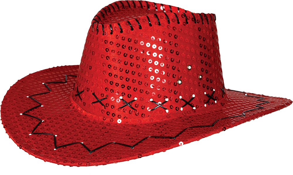 Cowboy Hoed Rood Pailleten - Partywinkel - 8434077230367