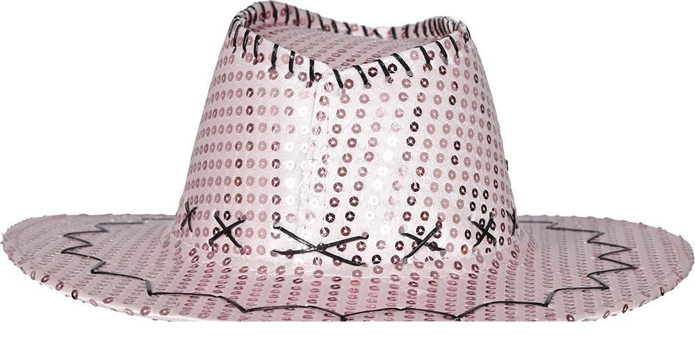 Cowboy Hoed Roze Pailletten - Partywinkel - 8434077230343