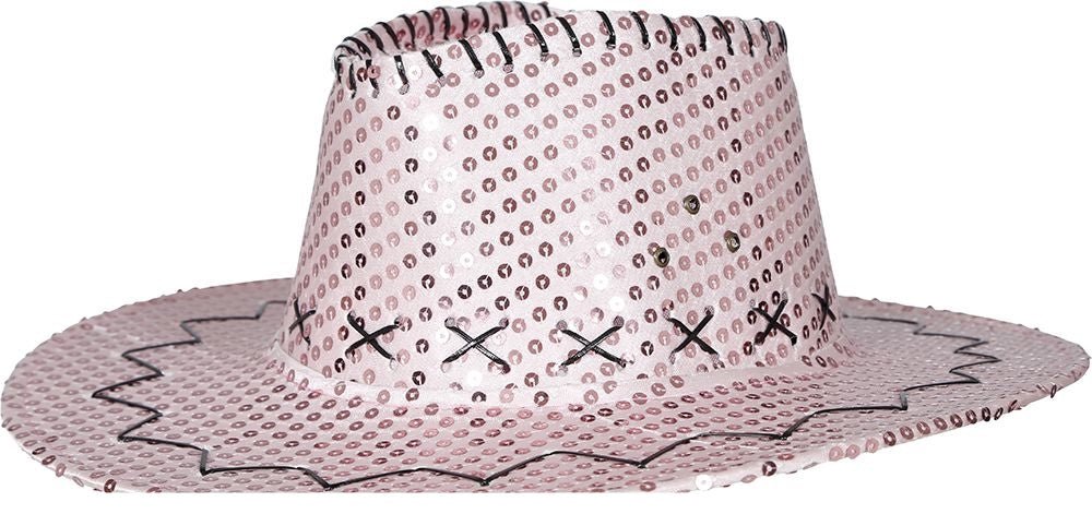 Cowboy Hoed Roze Pailletten - Partywinkel - 8434077230343