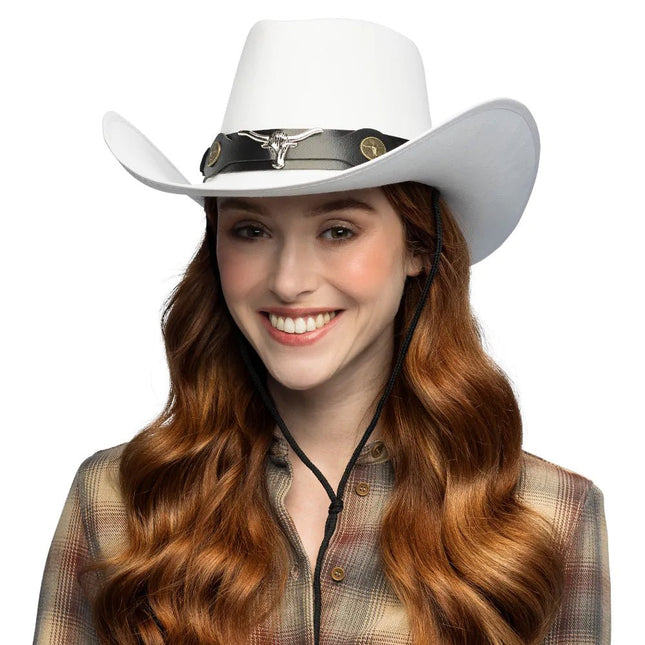 Cowboy Hoed Wit Wyatt van Boland koop je bij Partywinkel