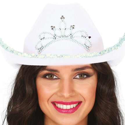 Cowboy Hoed Wit Zilver - Partywinkel - 8434077135815