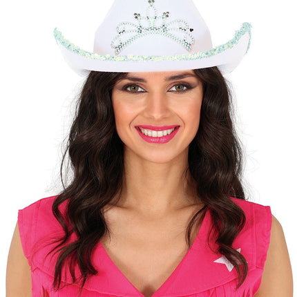 Cowboy Hoed Wit Zilver - Partywinkel - 8434077135815