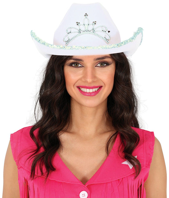 Cowboy Hoed Wit Zilver - Partywinkel - 8434077135815