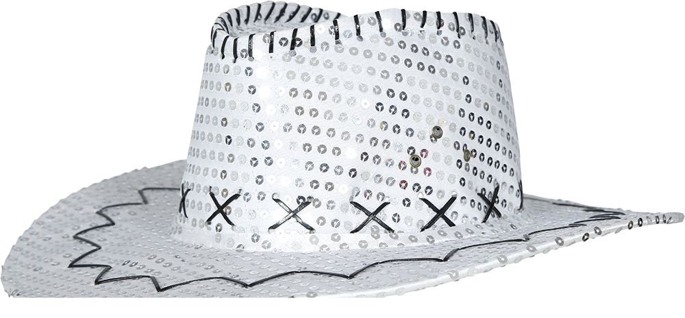 Cowboy Hoed Zilver Pailletten - Partywinkel - 8434077230329