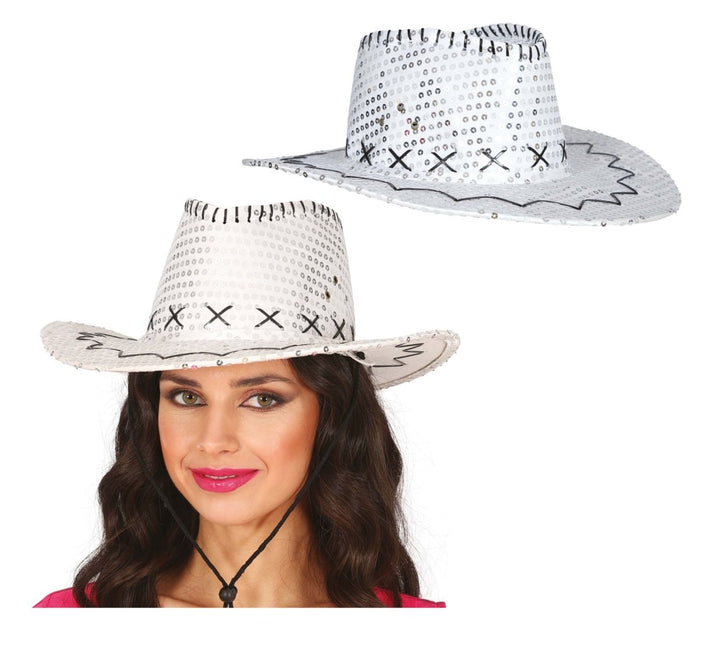 Cowboy Hoed Zilver Pailletten - Partywinkel - 8434077230329