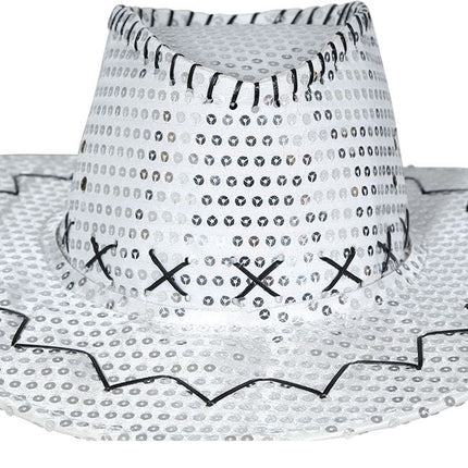 Cowboy Hoed Zilver Pailletten - Partywinkel - 8434077230329