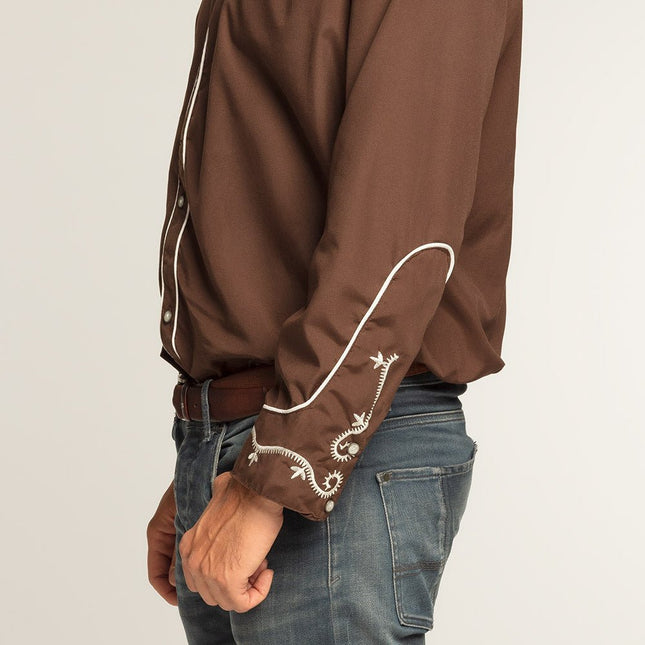 Cowboy Shirt Heren Bruin van Boland koop je bij Partywinkel