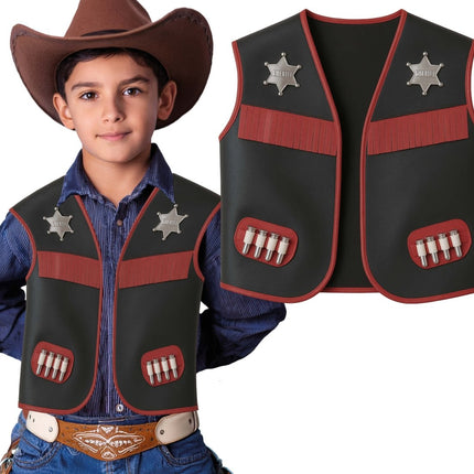 Cowboy Vest Jongen Kunstleer van Fiestas Guirca koop je bij Partywinkel