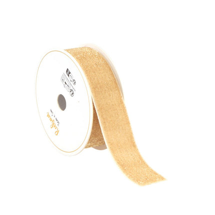 KREMOWA POŁYSKUJĄCA AKSAMITNA WSTĄŻKA 25 MM X 3 M