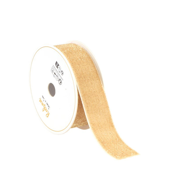 KREMOWA POŁYSKUJĄCA AKSAMITNA WSTĄŻKA 25 MM X 3 M