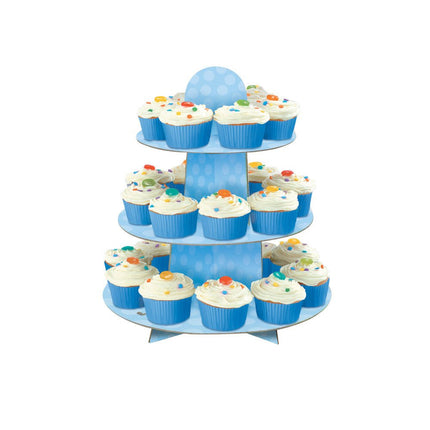 Cupcake Etagere Stippen Blauw 34cm van Unique koop je bij Partywinkel