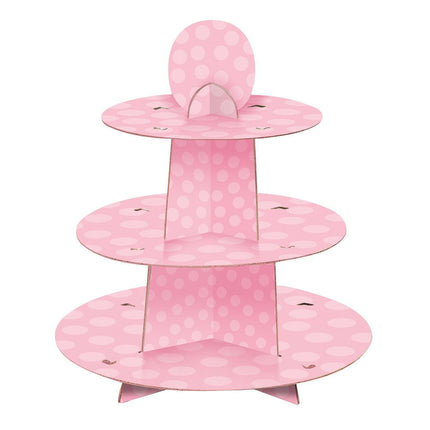 Cupcake Etagere Stippen Roze 34cm van Unique koop je bij Partywinkel