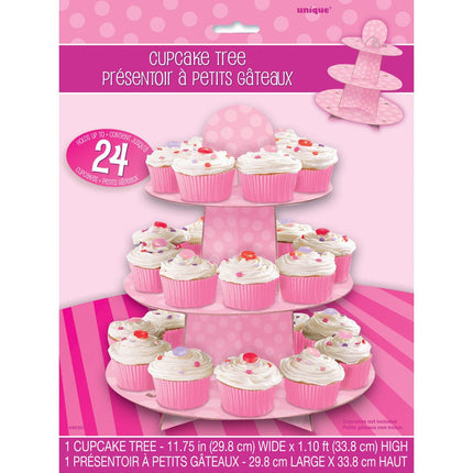 Cupcake Etagere Stippen Roze 34cm van Unique koop je bij Partywinkel