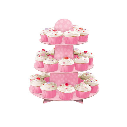 Cupcake Etagere Stippen Roze 34cm van Unique koop je bij Partywinkel