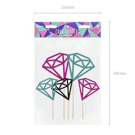 Cupcake Toppers Diamant 25,5cm 5st van Partydeco koop je bij Partywinkel