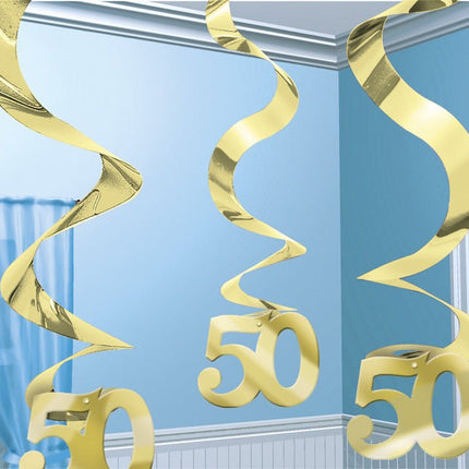 Decoratiespiralen 50 Goud 5st - Partywinkel - 048419535348