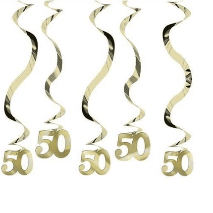 Decoratiespiralen 50 Goud 5st - Partywinkel - 048419535348