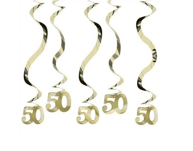 Decoratiespiralen 50 Goud 5st - Partywinkel - 048419535348