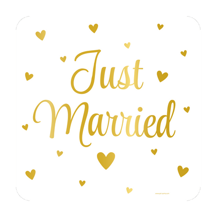 Złoto-biały szyld na drzwi Just Married 50 cm