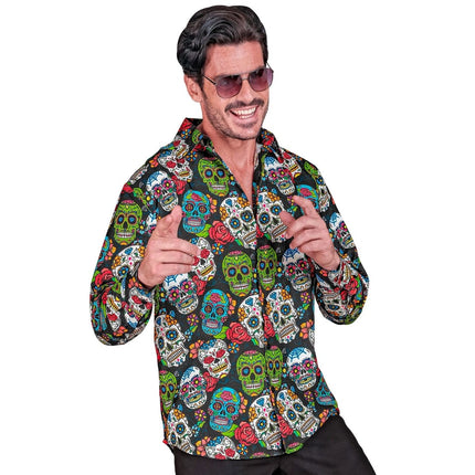 Dia De Los Muertos Blouse Heren van Widmann koop je bij Partywinkel