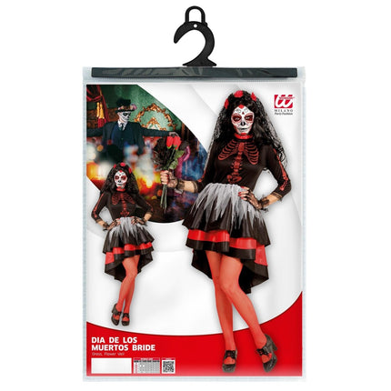 Dia De Los Muertos Jurk Rood Zwart Dames van Widmann koop je bij Partywinkel
