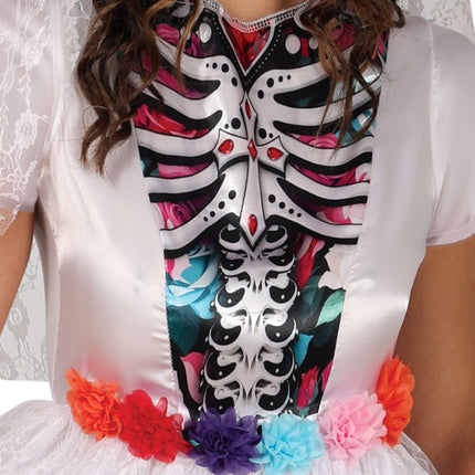 Dia De Los Muertos Jurk Wit Dames Bruid van Fiestas Guirca koop je bij Partywinkel
