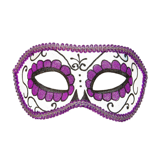 Dia De Los Muertos Oogmasker Paars van Widmann koop je bij Partywinkel