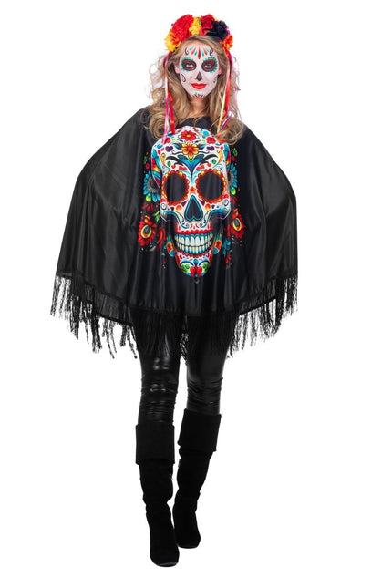 Dia De Los Muertos Poncho Dames van Wilbers & Wilbers koop je bij Partywinkel