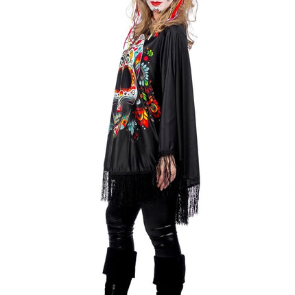 Dia De Los Muertos Poncho Dames van Wilbers & Wilbers koop je bij Partywinkel