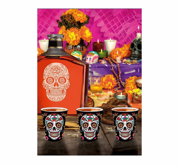 Dia De Los Muertos Shotglazen 5cm 3st van Fiestas Guirca koop je bij Partywinkel