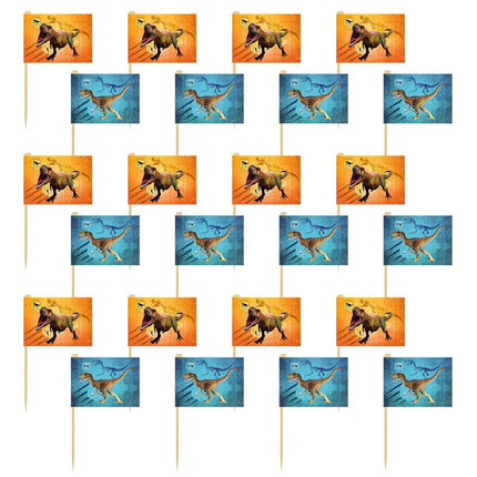 Dino Cocktailprikkers 7cm 24st - Partywinkel - 8712026506122