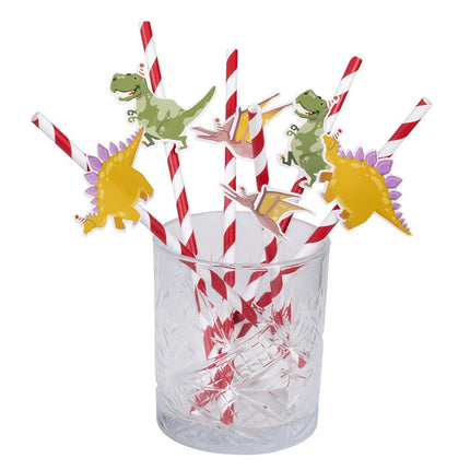 Dino Papier Rietjes 20cm 6st van Boland koop je bij Partywinkel