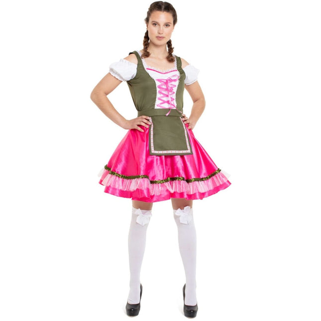 Dirndl Jurk Oktoberfest Roze Groen van Folat koop je bij Partywinkel