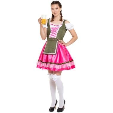 Dirndl Jurk Oktoberfest Roze Groen van Folat koop je bij Partywinkel