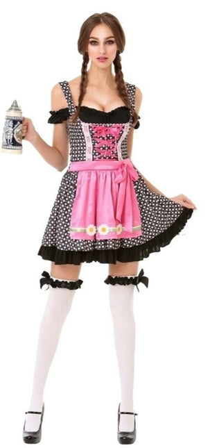 Dirndl Jurk Oktoberfest Zwart Witte Stippen van PartyXclusive koop je bij Partywinkel