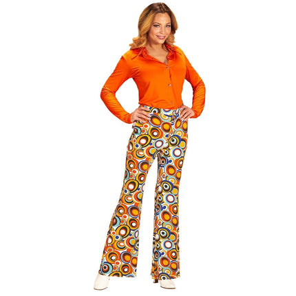 Disco 70S Broek Blauw Oranje Dames van Widmann koop je bij Partywinkel