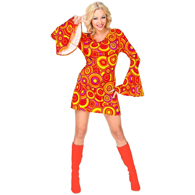 Disco 70S Jurk Oranje Dames van Widmann koop je bij Partywinkel