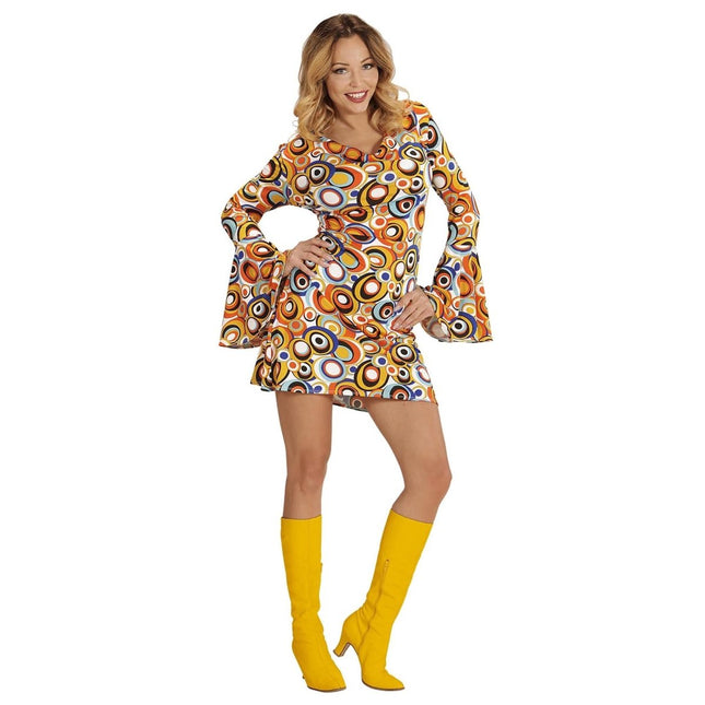 Disco 70S Jurk Oranje Dames Cirkels van Widmann koop je bij Partywinkel