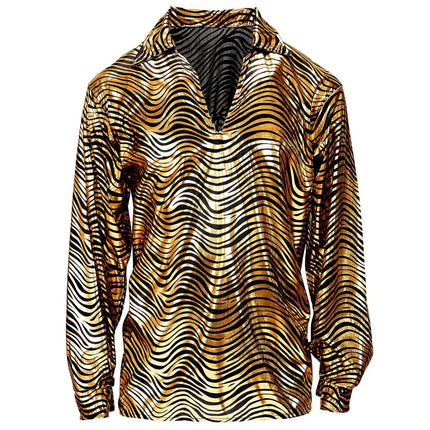 Disco 70S Shirt Goud Heren Tijgerprint van Widmann koop je bij Partywinkel