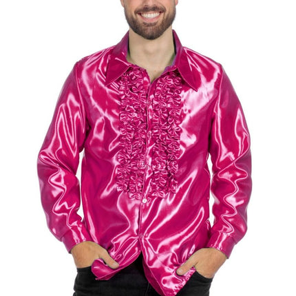 Disco Blouse Ruches Fuchsia van Wilbers & Wilbers koop je bij Partywinkel